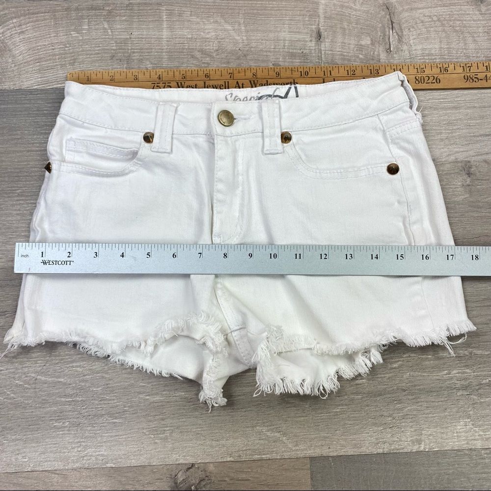 Special A Studded Raw Hem Jean Shorts White Size M - Picture 8 of 9